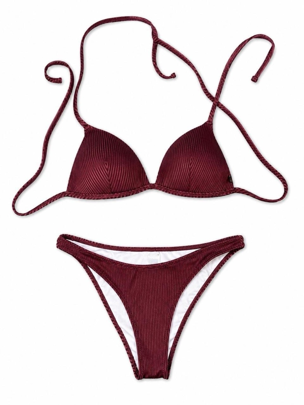 PINK Victoria's Secret Ribbed Burgundy Two-Piece Bikini